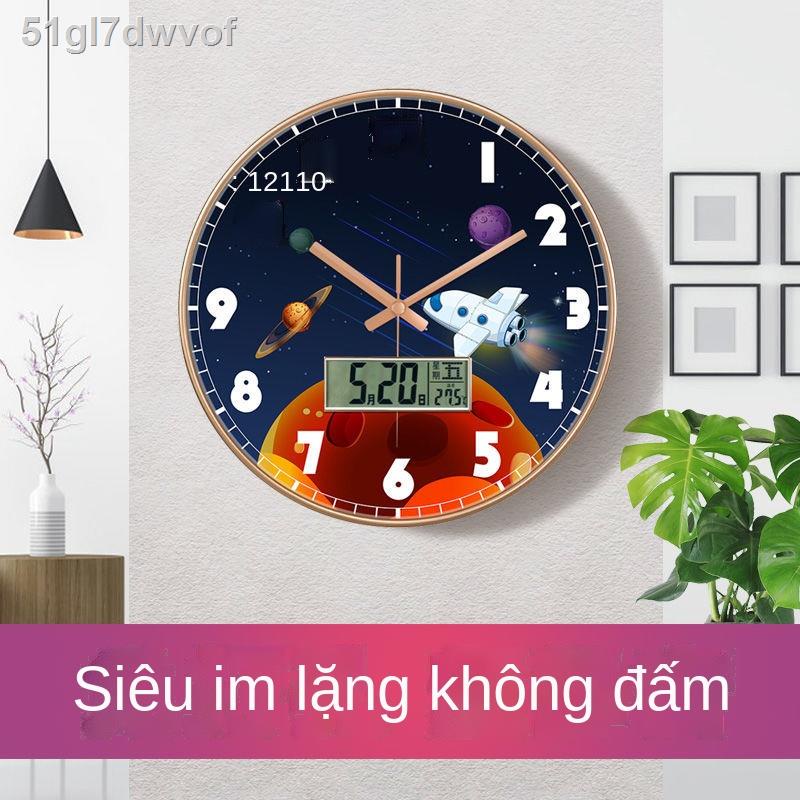 ☁Đồng hồ treo tường trẻ em bầu trời đầy sao sáng tạo trường mẫu giáo vũ trụ tắt tiếng phòng nghệ thuật đơn giản ng