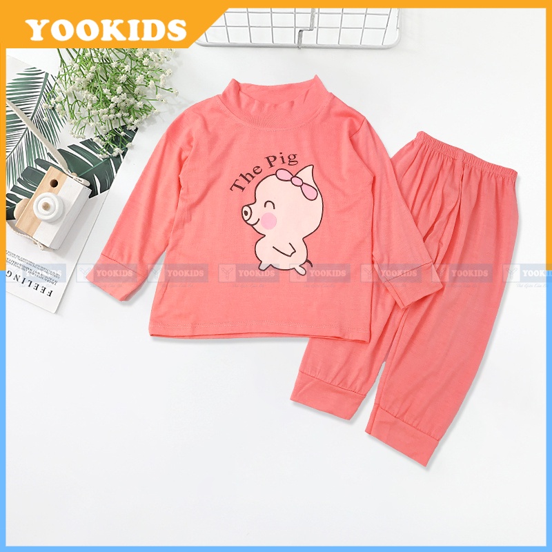 Đồ bộ bé trai bé gái YOOKIDS cổ 3 phân chất thun lạnh mềm, Bộ ngủ cho bé gái bé trai 3 6 9 12 18 tháng 1 2 3 4 5 tuổi