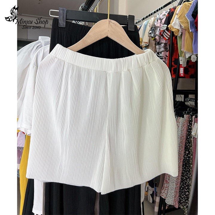 Quần đùi nữ ống rộng, quần sooc nữ vải tăm mềm mát, cạp chun co giãn thoải mái Minxu shop QX60