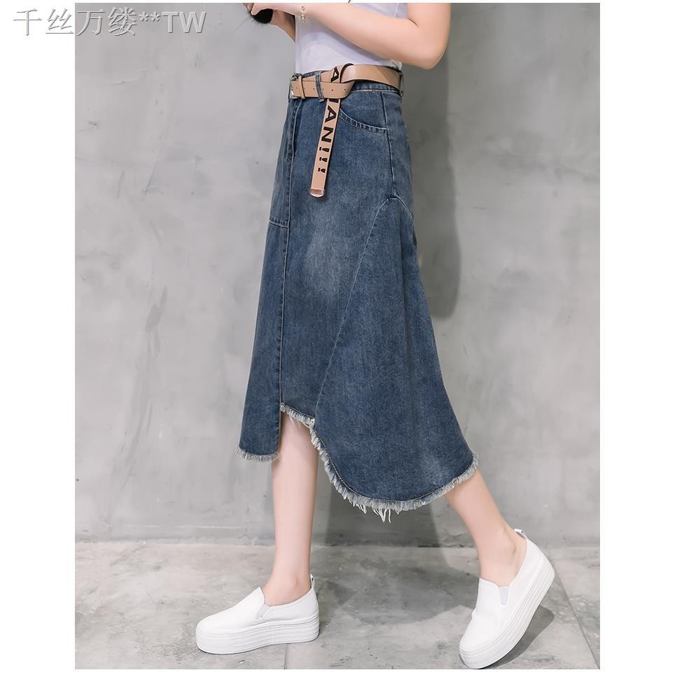 Chân Váy Denim Chữ A Lưng Cao Thời Trang 2017 Cho Nữ