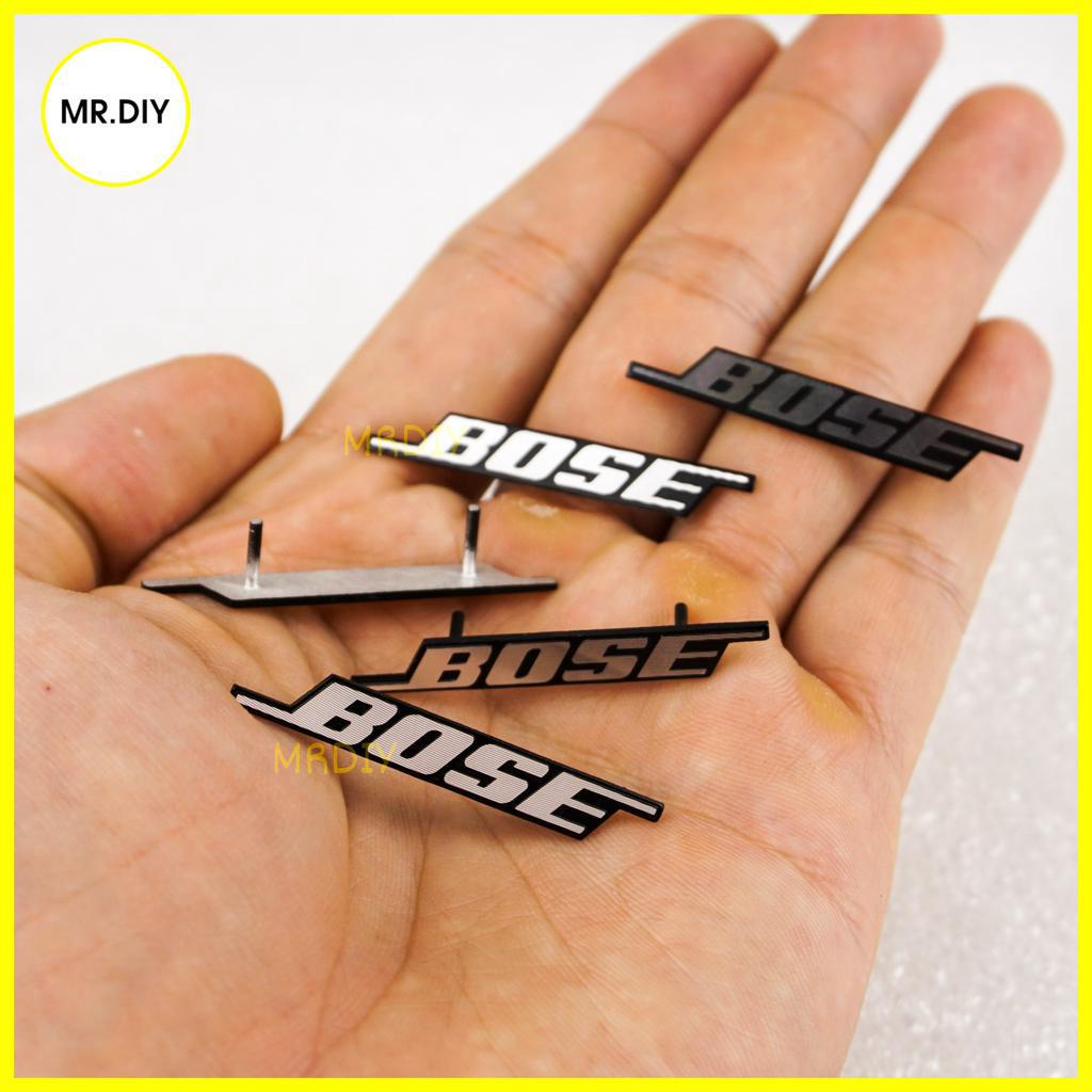 Logo BOSE Nhôm Phay Xước Chân Cắm Gắn Thùng Loa, 40mm x 6mm