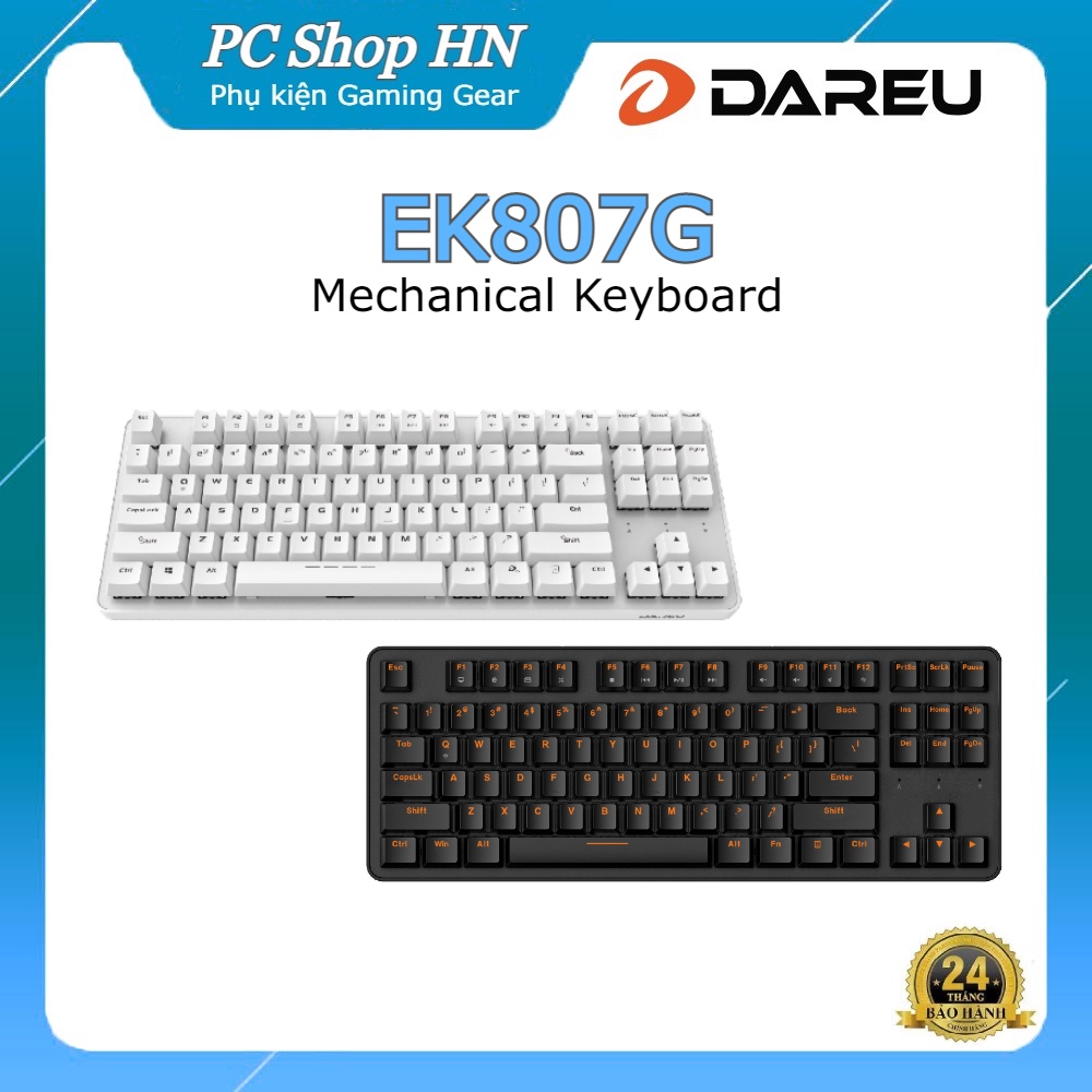 Bàn phím cơ không dây DAREU EK807G BLACK 87-KEYS
