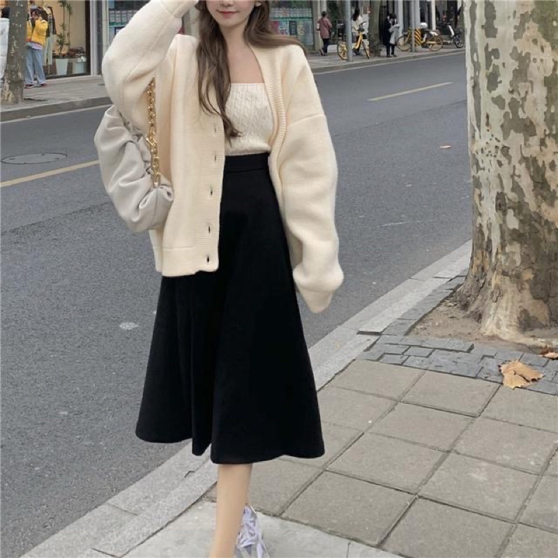 Áo Khoác Len Cardigan, Set Áo Ống Và Vây Hàng Quảng Châu Cao Cấp Phong Cách Ulzzang Latis Store