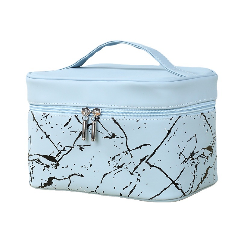 Túi Đựng Mỹ Phẩm Bằng Da PU Màu Xanh Dương Chống Thấm Nước