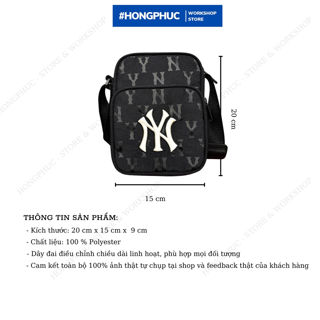 Túi đeo chéo nam nữ MLB NY MONOGRAM MINI BAG BLACK [ HONGPHUC ]