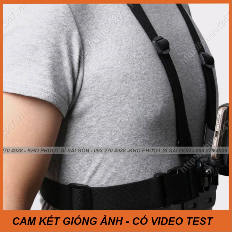 Bộ dây đeo ngực gắn điện thoại làm camera hành trình đi phượt - chay Grab làm vlog chống rung cao cấp