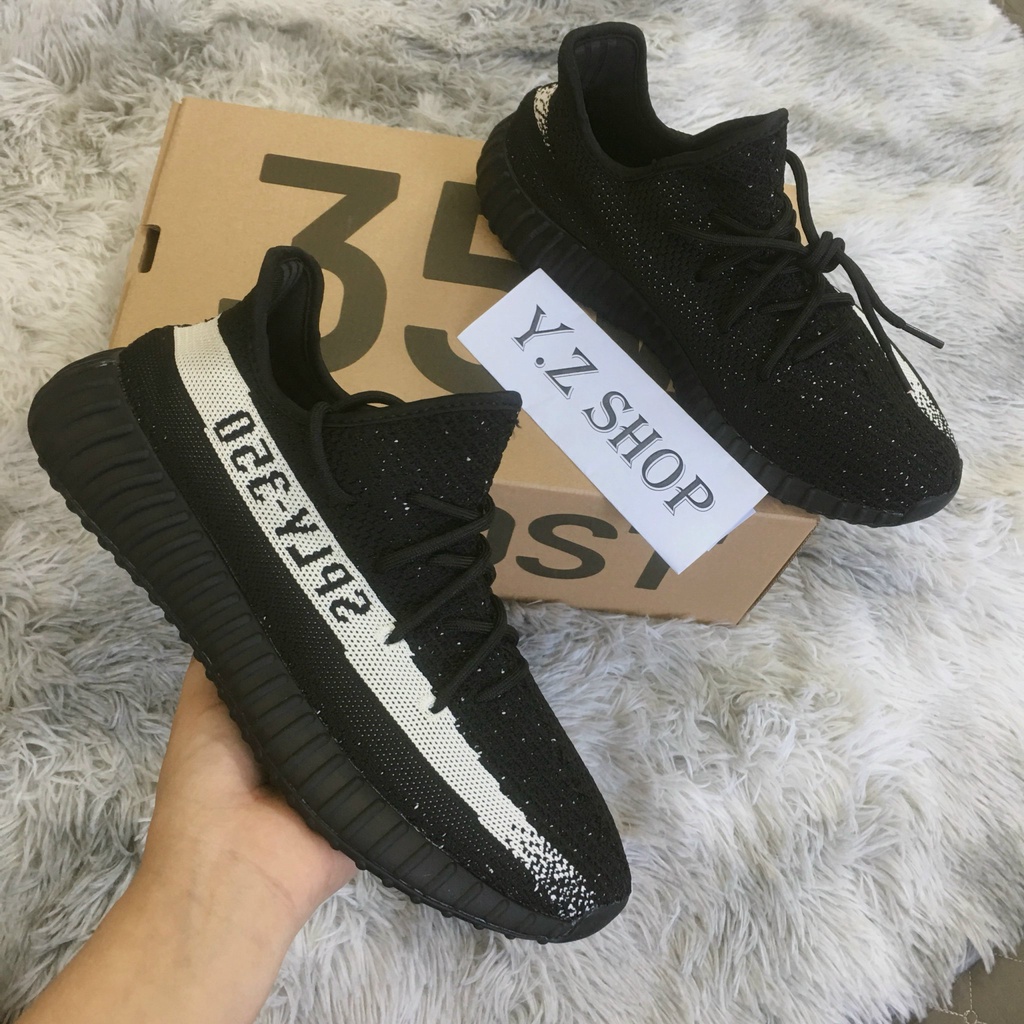 Giày Sneaker yz350 Đen Vạch Trắng