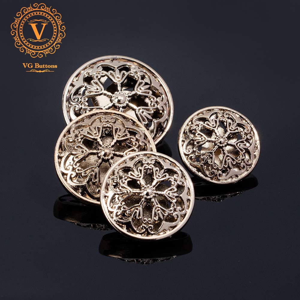 Cúc kim loại khoét rỗng phong cách vintage, phù hợp áo blazer, áo vest nam và nữ, áo khoác măng tô, áo dạ