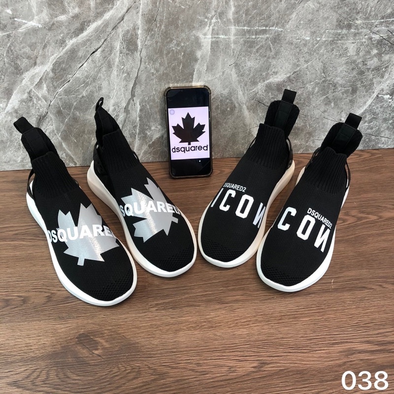Giày sneaker nam cao cổ đế trắng len . Giầy Dsq len