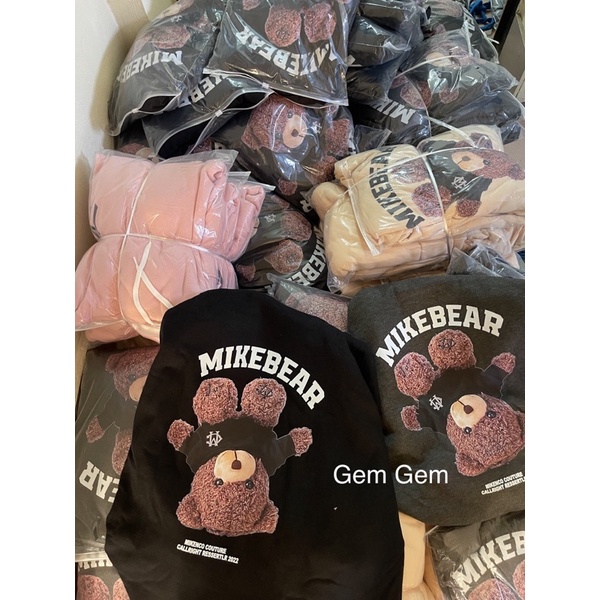 Áo hoodie nỉ bông nam nữ form rộng MIKEBEAR in hình gấu mũ 2 lớp rộng, áo sweater nỉ ulzzang phong cách Hàn Quốc