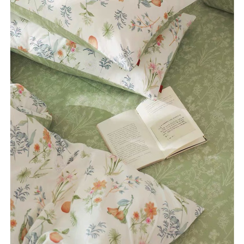 Bộ chăn ga gối cotton organic trái lê  SHOP vũ thị thơm