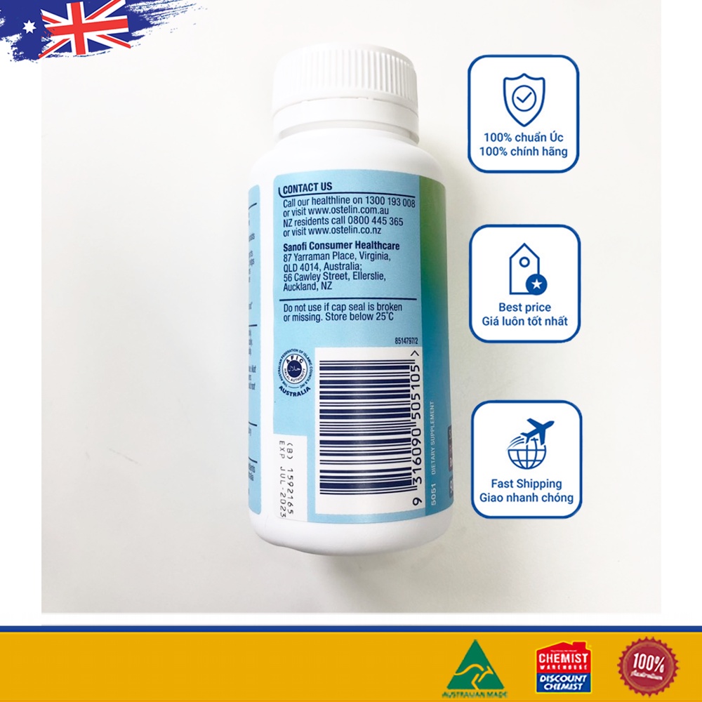 Kẹo Canxi Khủng long Ostelin Kids Calcium &amp; Vitamin D3 của Úc cho bé 90 viên (SP3)