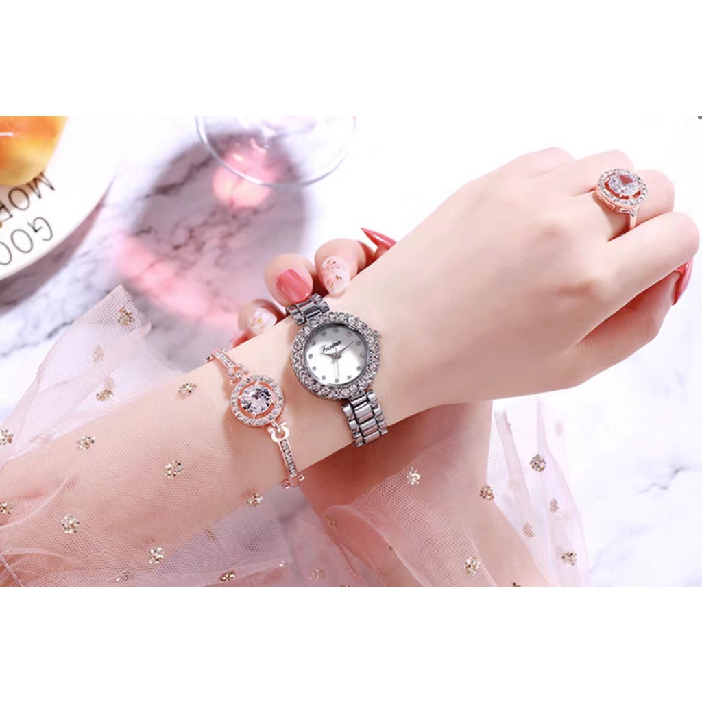 Bộ Trang Sức Mặt Đồng Hồ Bằng Da Thời Trang Cho Nữ