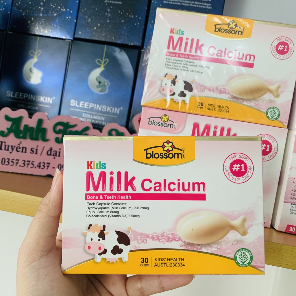 (Mẫu mới) Canxi dạng sữa Milk calcium Blossom cho trẻ từ tuổi (Úc) 30 viên