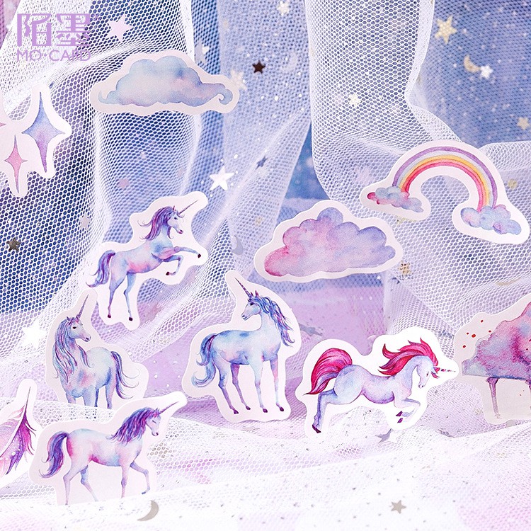 Bộ sticker/ Hình dán Họa Tiết Kì Lân - Unicorn (45 Hình)