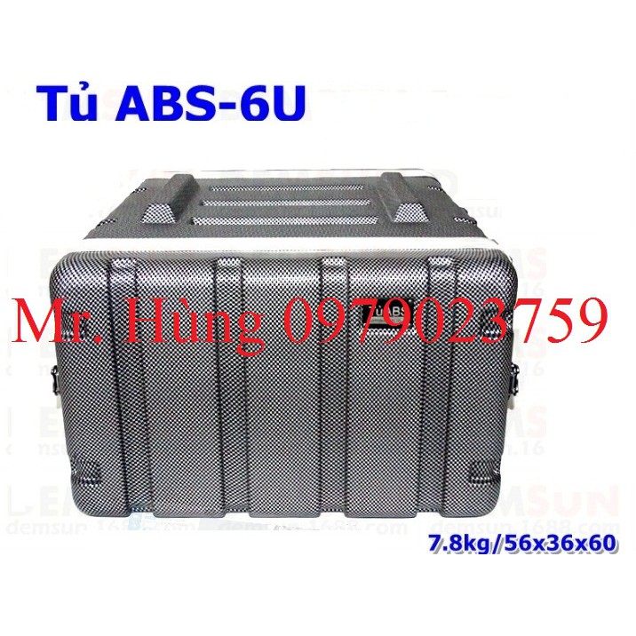 Tủ âm thanh ABS 6U, tủ nhựa abs đựng cục đẩy, amply, đầu thu mic, vang số, tặng kèm 1 túi ốc vít