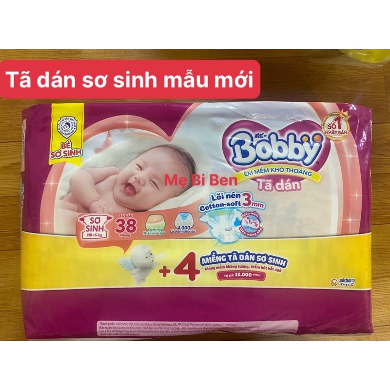 [MẪU MỚI XS38+4] Tã Dán Bobby Every Đệm Thun Thấm Mồ Hôi Size XS38 miếng cho bé dưới 5kg