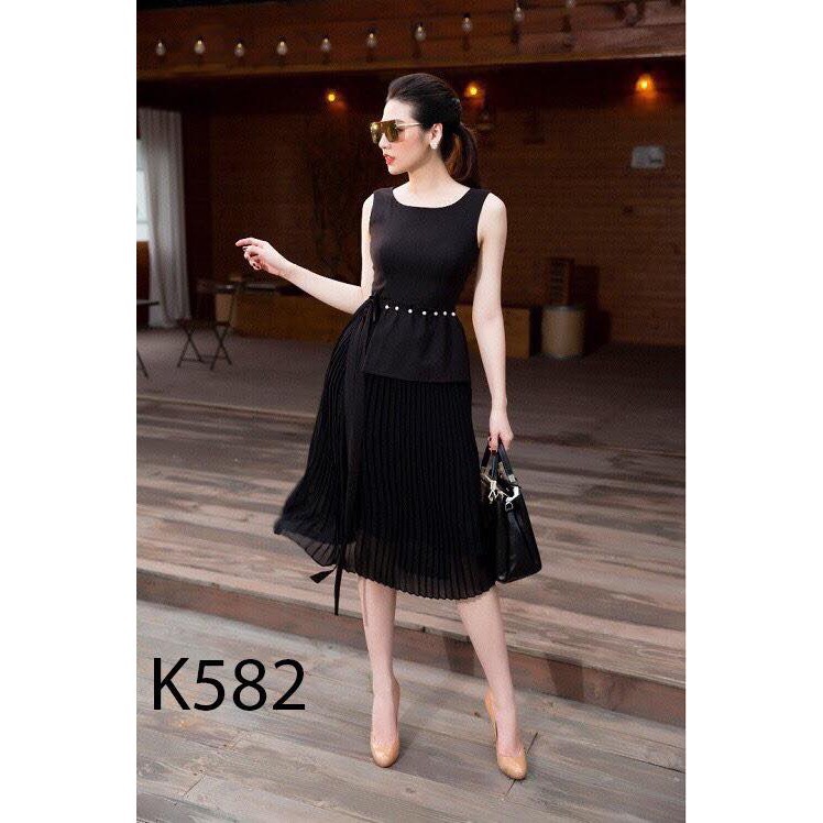 ĐẦM ĐEN ĐÍNH NGỌC K582-  TIIN STORE (Hàng may thiết kế ,ảnh thật shop tự chụp)