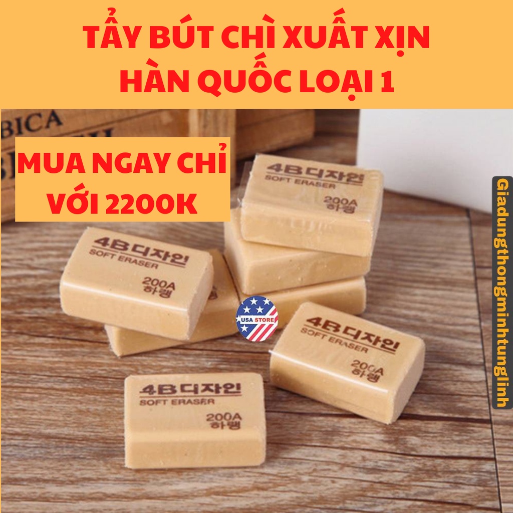 Tẩy bút chì dài 2b siêu dễ thương cho các bé học sinh - Gôm tẩy bút chì học sinh xuất hàn loại 1