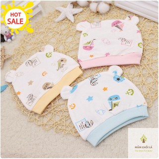 Mũ sơ sinh 🍄𝑭𝒓𝒆𝒆𝒔𝒉𝒊𝒑🍄 Mũ cotton Hình Gấu Cho Bé Sơ Sinh Từ 0-3 Tháng Tuổi