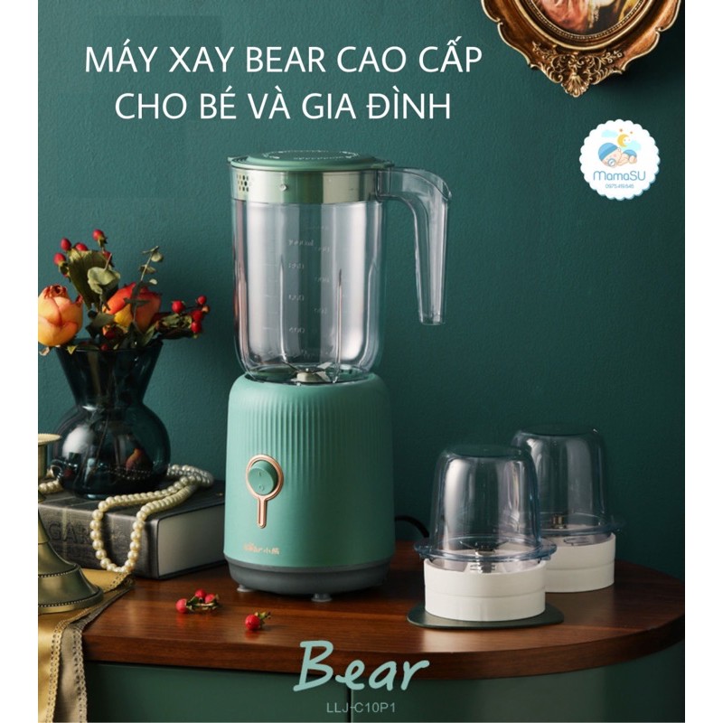 Máy xay đa năng Bear 1L kèm 2 cối 0,1L cho bé và gia đình (Máy xay Bear 3 cối)