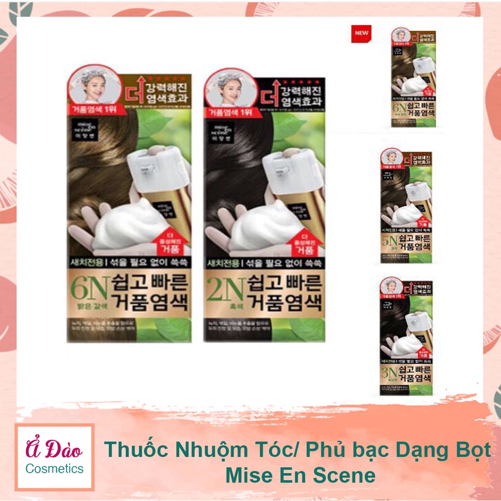 [PHỦ BẠC, ĐỦ MÀU] Thuốc nhuộm tóc dạng bọt Mise En Scene | Phủ bạc tạo bọt tiện lợi