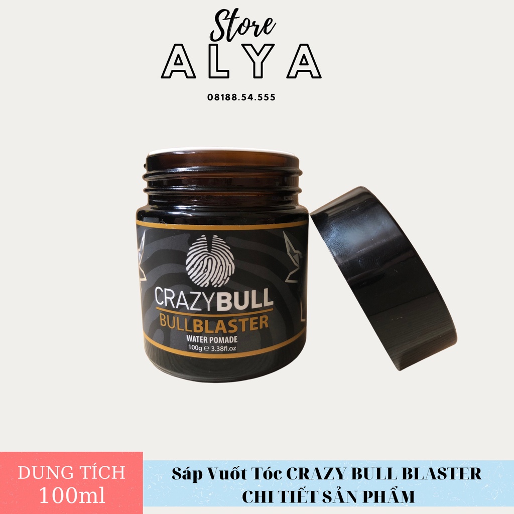 Sáp vuốt tóc, wax vuốt tóc CRAZY BULL Pomade - 100gr. Tạo Kiểu Và Giữ Nếp Cho Tóc. HÀNG CHÍNH HÃNG