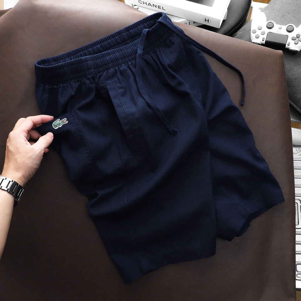 Quần Short Nam LACOSTE LINEN ĐŨI NHẸ MÁT mềm, quần ngố nam chuẩn form cạp chun dây rút Hàng Xuất Xịn Chính Hãng
