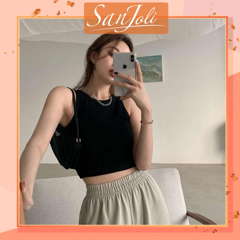 Áo Croptop Ba Lỗ Nữ SanJoli body kiểu thun sexy hở vai Hàn Quốc giá rẻ Kiểu dáng Ulzzang 2 màu đen Trắng AO013 | BigBuy360 - bigbuy360.vn