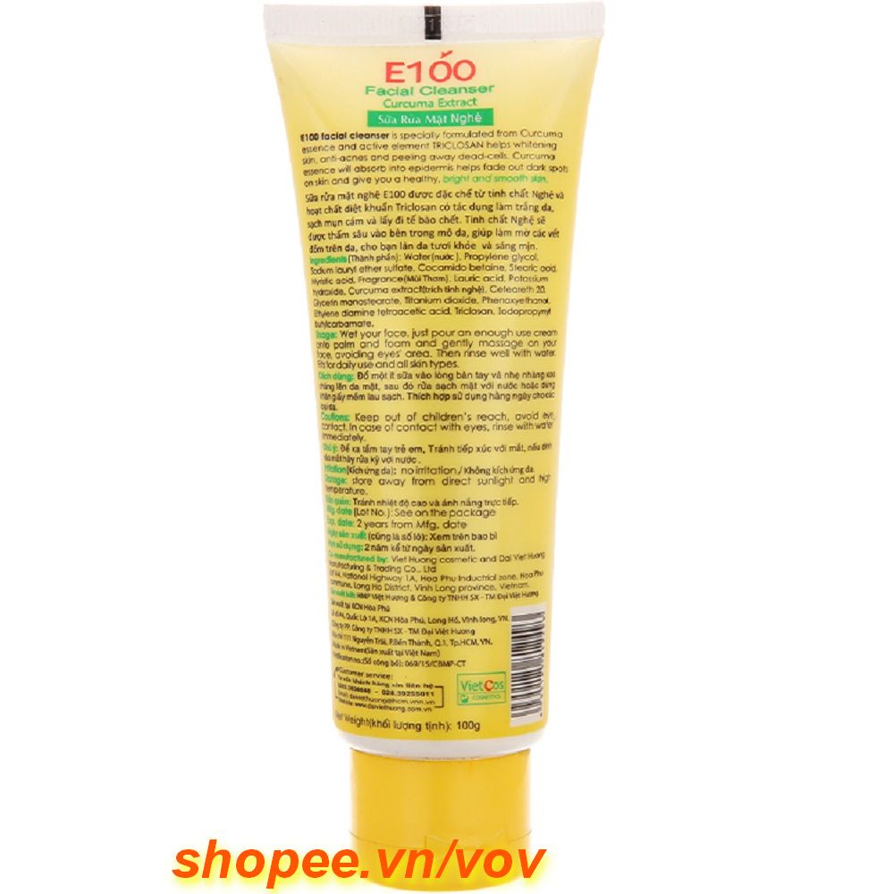 Sữa rửa mặt nghệ E100 100g 100% chính hãng