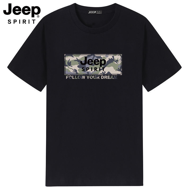 Jeep Áo Thun Cotton Ngắn Tay Cổ Tròn Dáng Rộng Thời Trang Dành Cho Nam