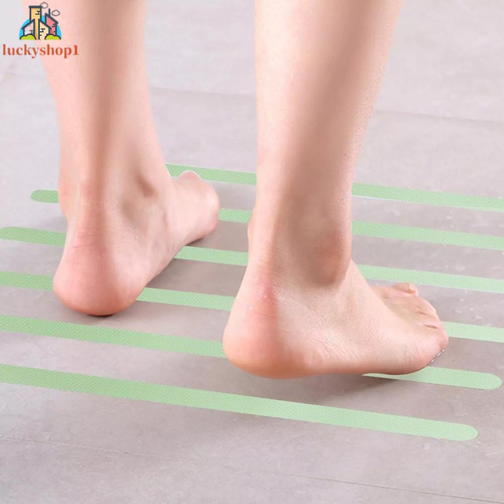 Bộ 12 miếng dán sàn dạ quang trong suốt chống trượt PEVA chất lượng cao Miếng dán sàn nhà tắm bồn tắm cầu thang chống thấm nước chịu mài mòn Dải dạ quang trong suốt chống trơn trượt dải dài Kích thước 2x38cm