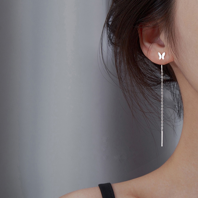Đôi Bông Tai Bạc s925 Hình Bươm Bướm Thanh Lịch Dành Cho Nữ