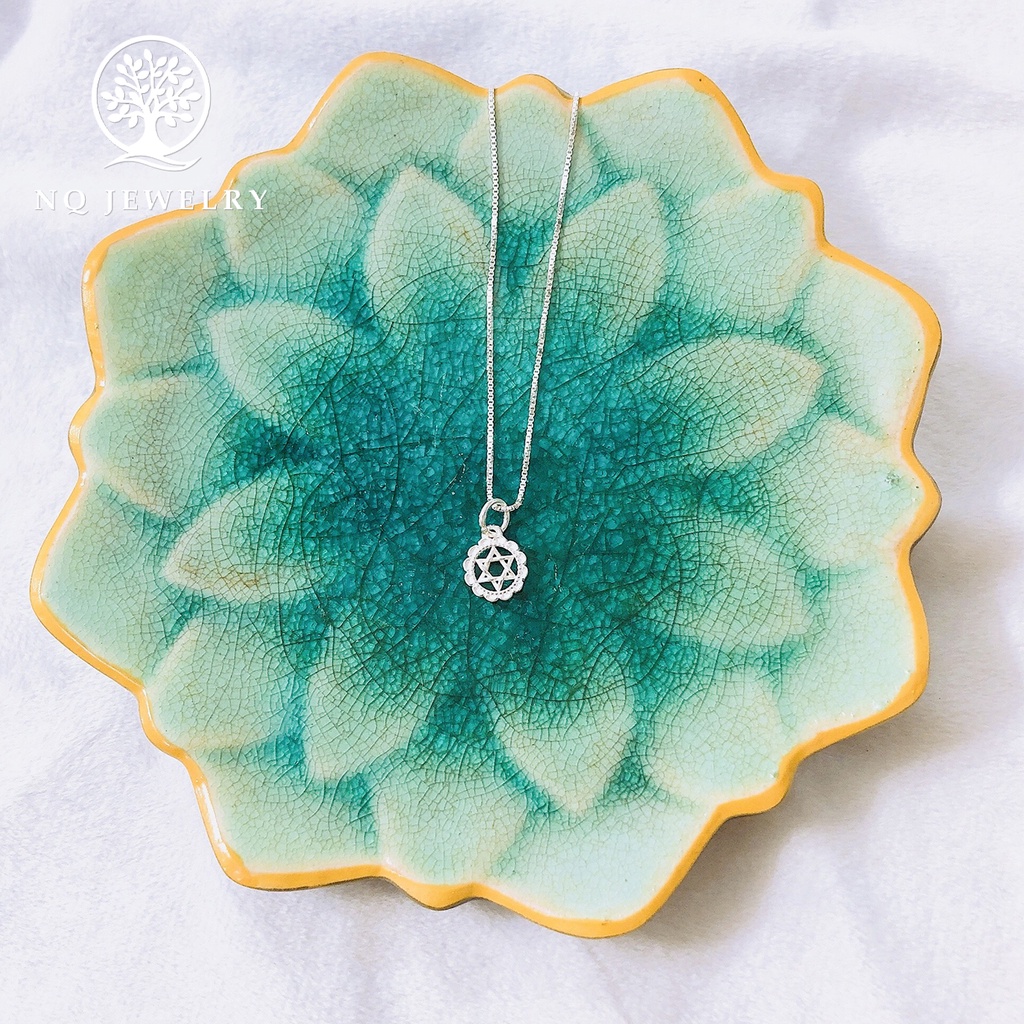 Dây chuyền bạc mặt tròn ngôi sao trắng - NQ Jewelry