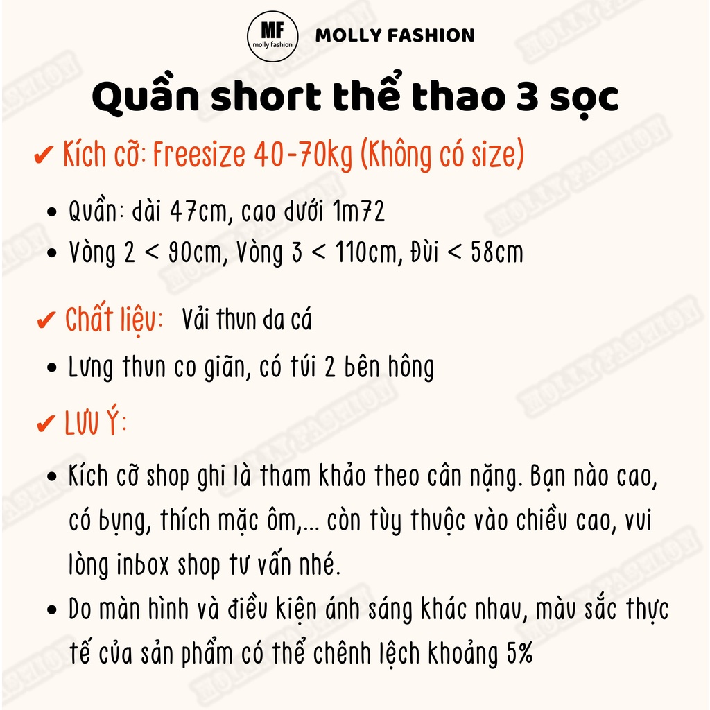 QUẦN SHORT LỬNG 3 SỌC Unisex nam nữ ❤️ Quần đùi 3 Line thể thao form rộng Freesize Molly Fashion