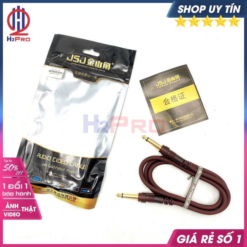 Dây 2 Đầu 6 Ly, Dây Jack 6 Ly 2 Đầu JSJ Mạ Vàng 24K Cho Ra Âm Thanh Chuẩn, Chống Sôi, Nhiễu, Dây Dài 1M-H2Pro Audio