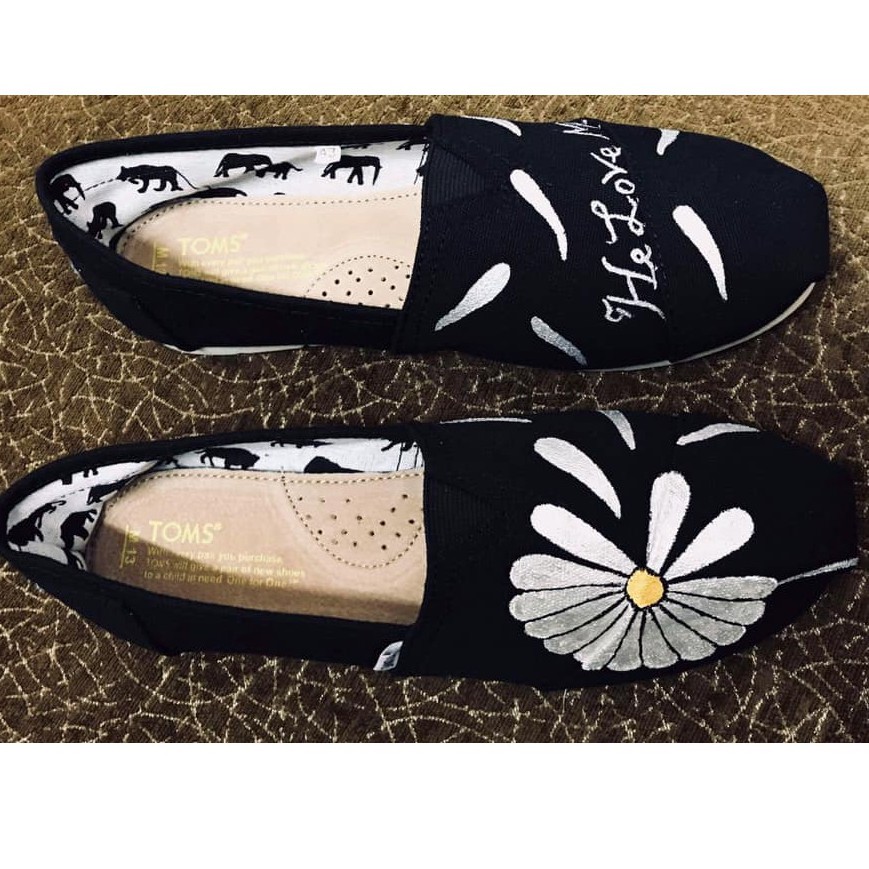 Giày toms bông hoa FLOWERS 2020 ĐEN, BLACK