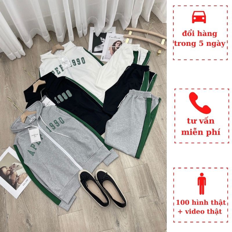 Set bộ mũ khoá đường viền xanh hai bên hông thể thao năng động cho nàng đối phong cách chất umi cam kết bao đẹp