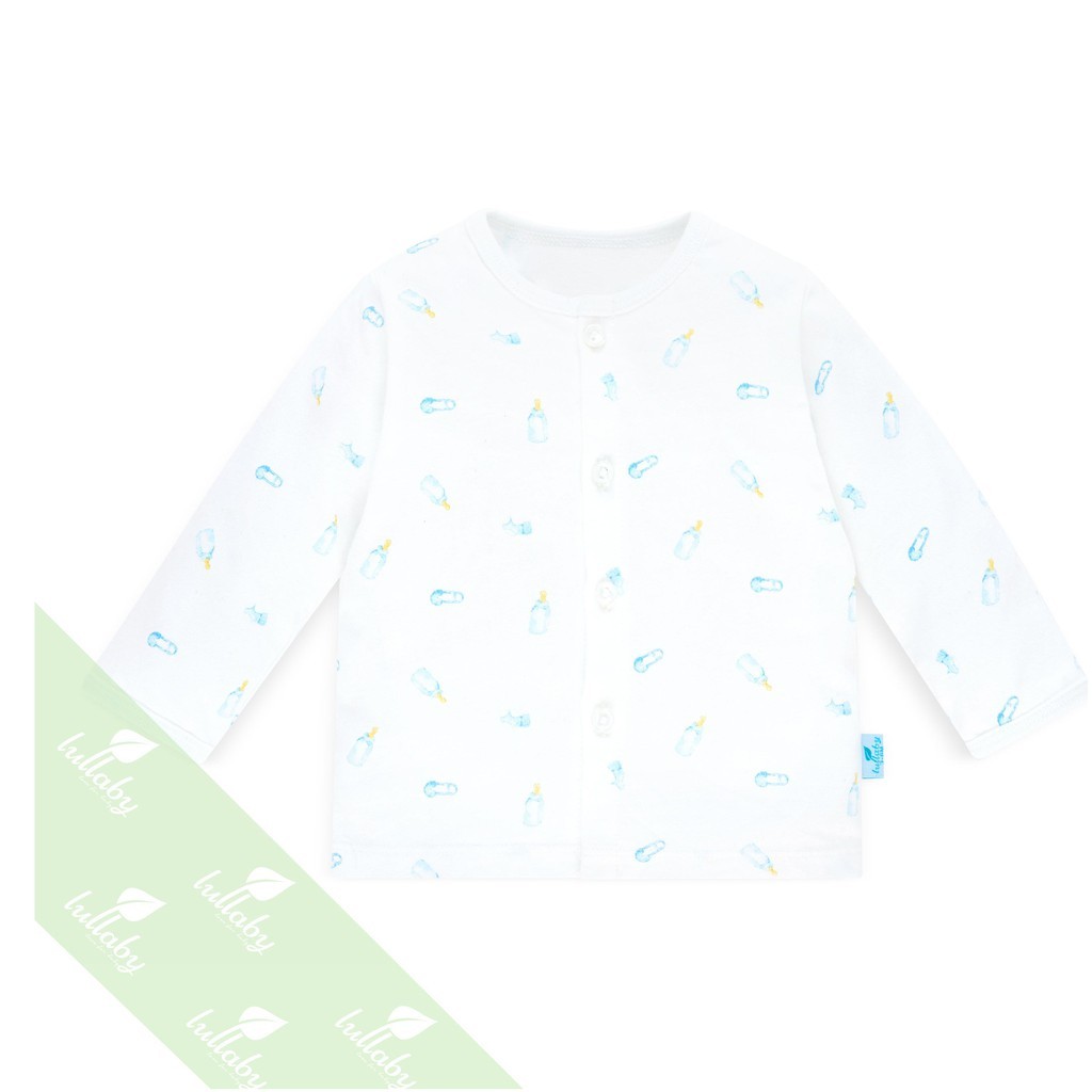 Áo cotton dài tay mỏng Lullaby họa tiết bình sữa