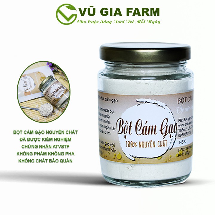 Bột Cám Gạo Nguyên Chất Vũ Gia (100g/hũ) - Sản phẩm thiên nhiên đắp mặt nạ