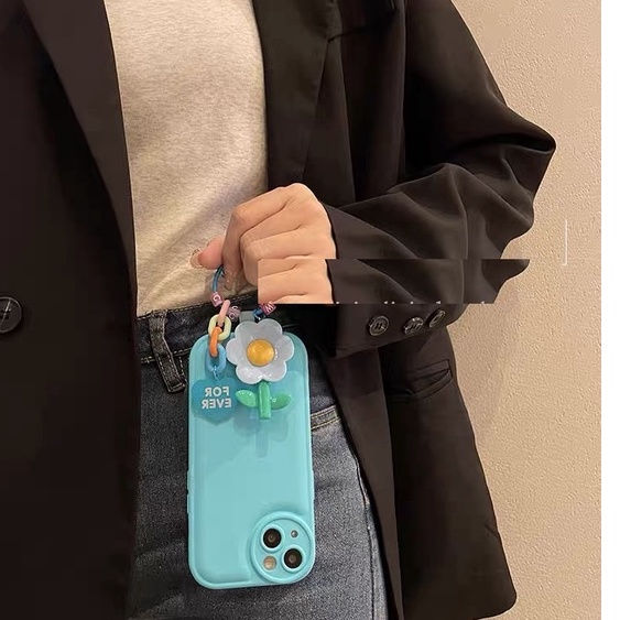Ốp Điện Thoại Dẻo Họa Tiết Hoa Xinh Xắn Kèm Dây Đeo Cho Iphone 14Proax 12 pro max 11 pro max xs max xr x 13proamx plus