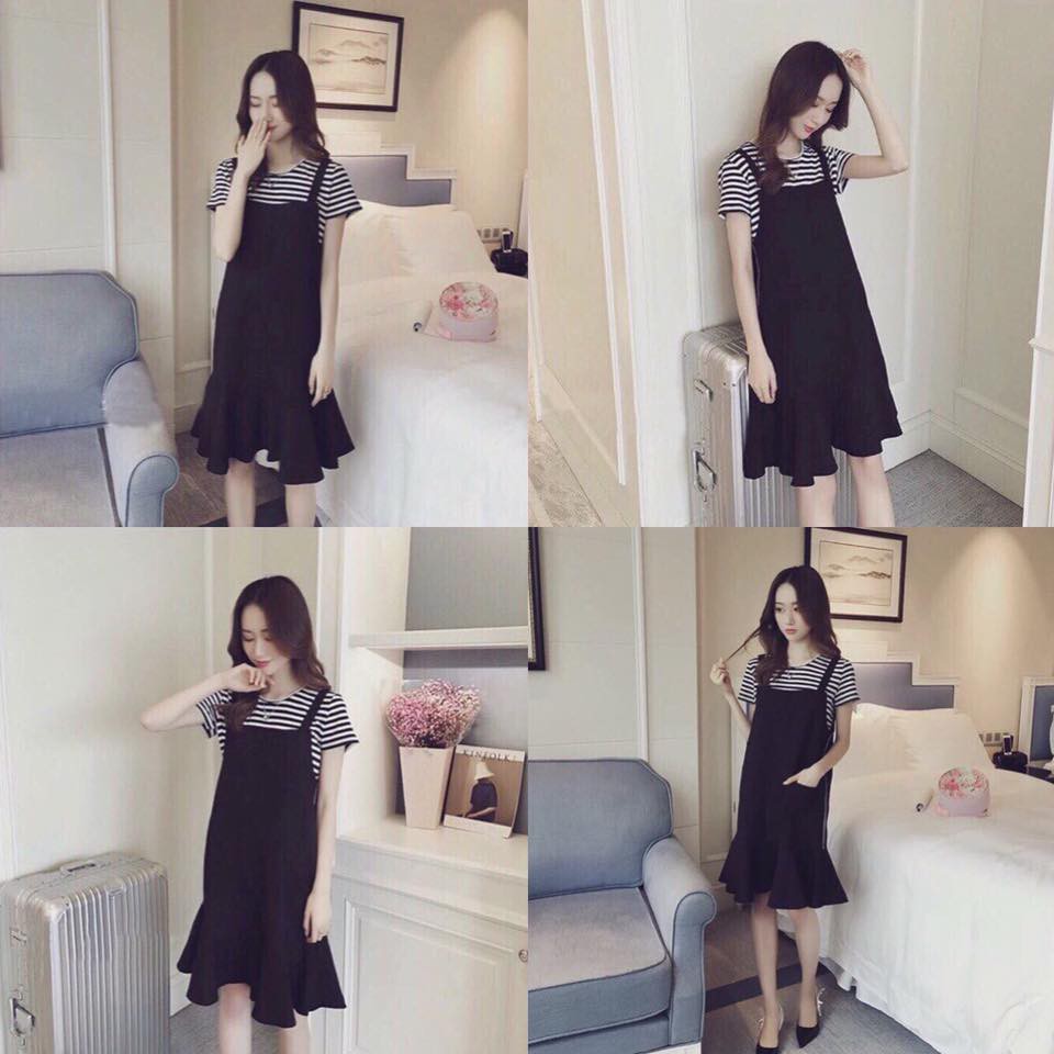 Set yếm đuôi cá+Crop sọc