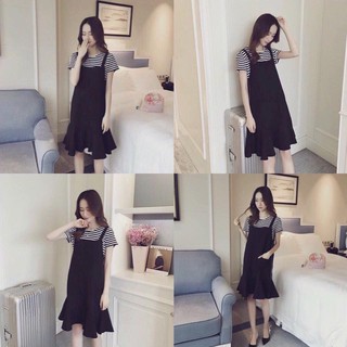 Set yếm đuôi cá+Crop sọc