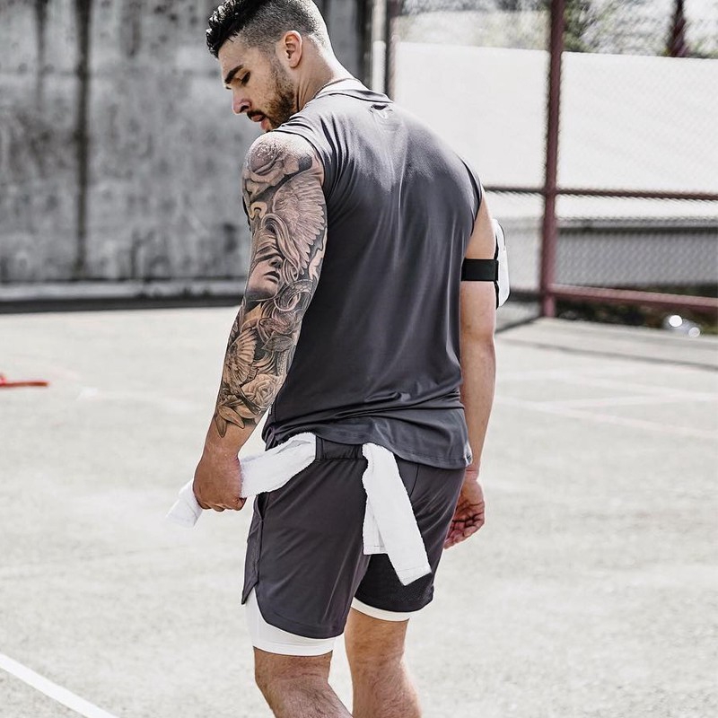 Sports Shorts Men's 2 In 1 Fitness Jogging Training Shorts