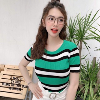 Áo len kẻ mongtoghi tay lỡ