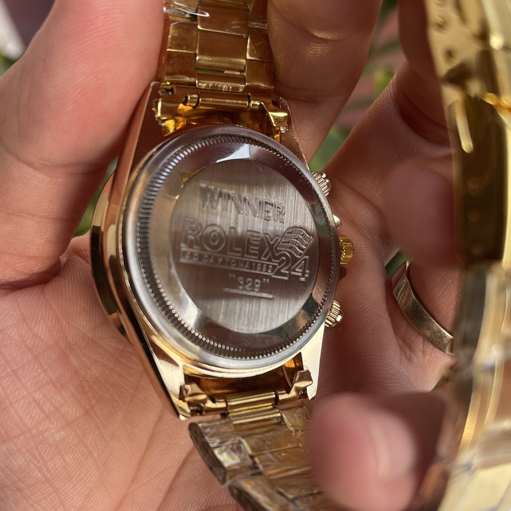 Đồng hồ nam R.o.l.e.x dây thép kiểu dáng sang trọng đính đá thạch anh pha lê