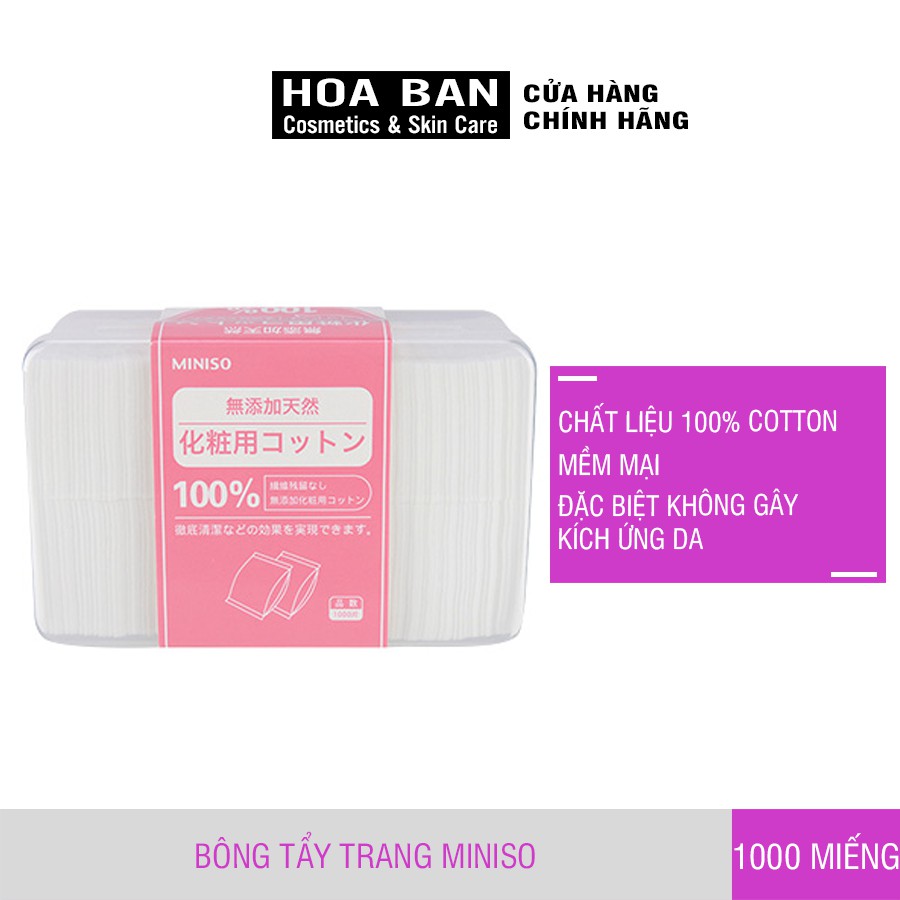 Hộp bông tẩy trang Miniso 1000 miếng - Thấm toner