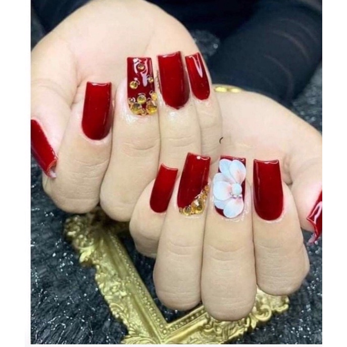 Set 24 móng tay giả đính đá có kèm keo dán