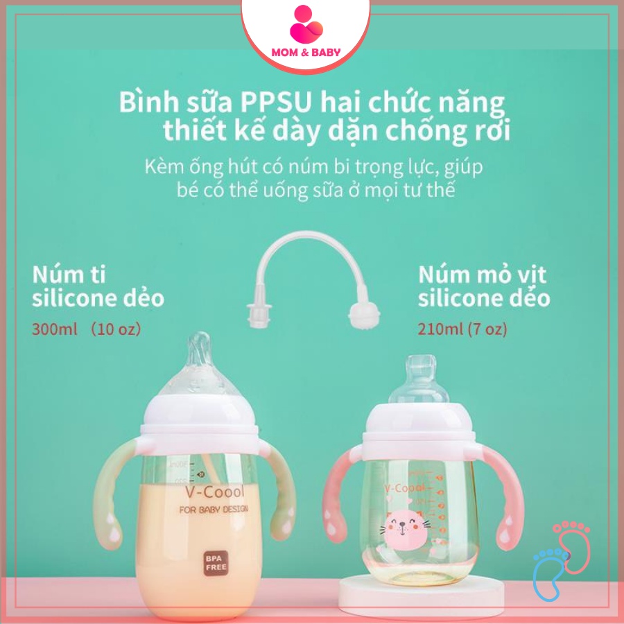 Bình Tập Uống Nước Có Vòi Hút Vcool Cho Bé Đứng Đi Nằm Lẫy Đều Hút Được Có 2 Đầu