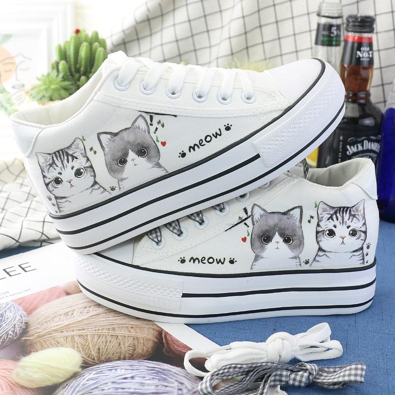 Giày Vải Canvas Cổ Thấp Cắt Sợi Xích Đặc Biệt Phong Cách Trung Quốc Mainland Xinjiang Tây Tạng Trung Quốc Tăng Chiều Cao Cho Nữ Sinh Phiên Bản Hành Tinh Hành Tinh